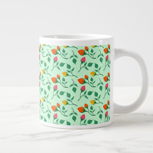 Blumenmuster mit farbigen Blume der Rose Jumbo-Tasse (Rechts)