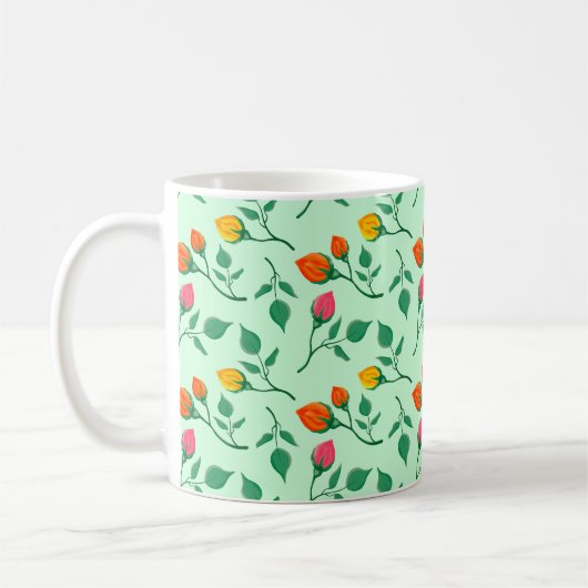 Blumenmuster mit farbigen Blume der Rose Kaffeetasse (Links)