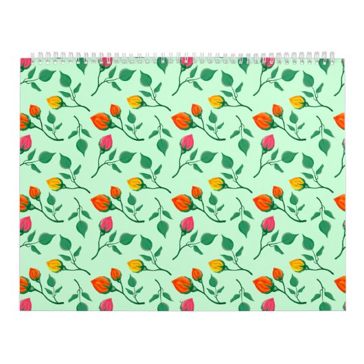 Blumenmuster mit farbigen Blume der Rose Kalender (Titelbild)