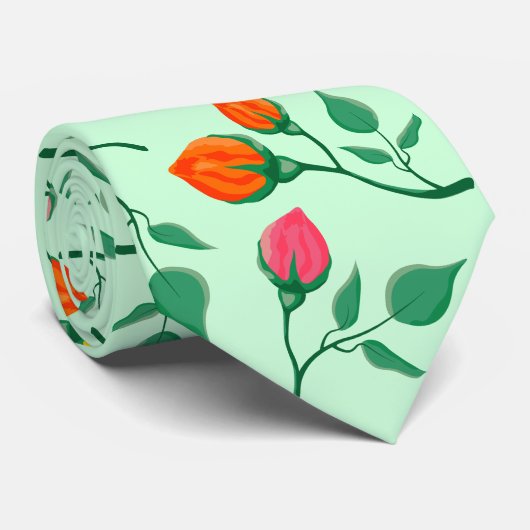 Blumenmuster mit farbigen Blume der Rose Krawatte (Gerollt)