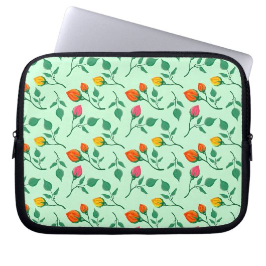 Blumenmuster mit farbigen Blume der Rose Laptopschutzhülle (Vorderseite)