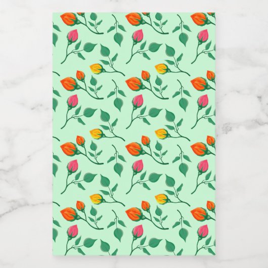 Blumenmuster mit farbigen Blume der Rose Lebensmitteletikett (Einzelnes Label)