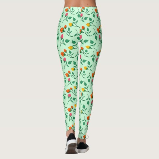 Blumenmuster mit farbigen Blume der Rose Leggings (Rückseite)