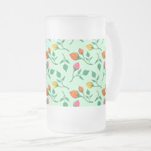 Blumenmuster mit farbigen Blume der Rose Mattglas Bierglas
