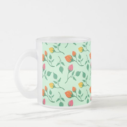 Blumenmuster mit farbigen Blume der Rose Mattglastasse (Links)