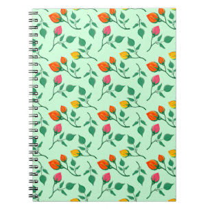 Blumenmuster mit farbigen Blume der Rose Notizblock