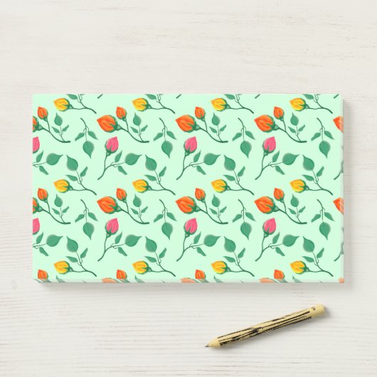 Blumenmuster mit farbigen Blume der Rose Post-it Klebezettel (Auf Schreibtisch)
