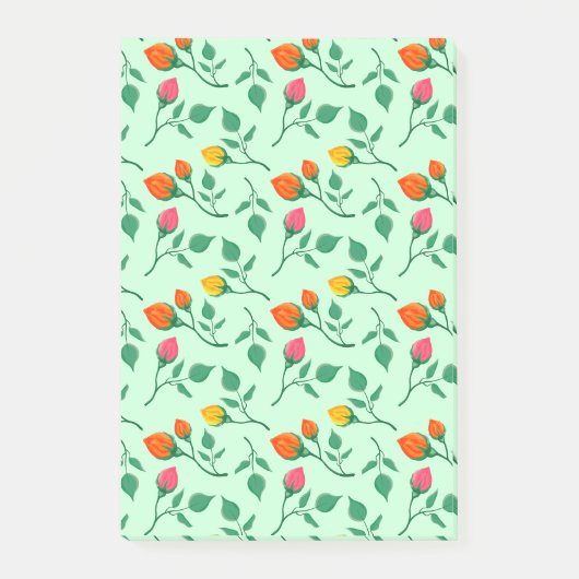 Blumenmuster mit farbigen Blume der Rose Post-it Klebezettel (Vorderseite)