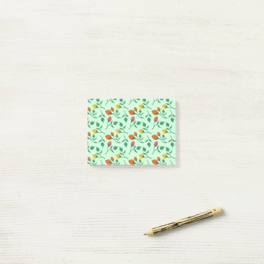 Blumenmuster mit farbigen Blume der Rose Post-it Klebezettel (Auf Schreibtisch)