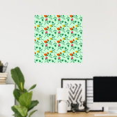 Blumenmuster mit farbigen Blume der Rose Poster (Heimbüro)