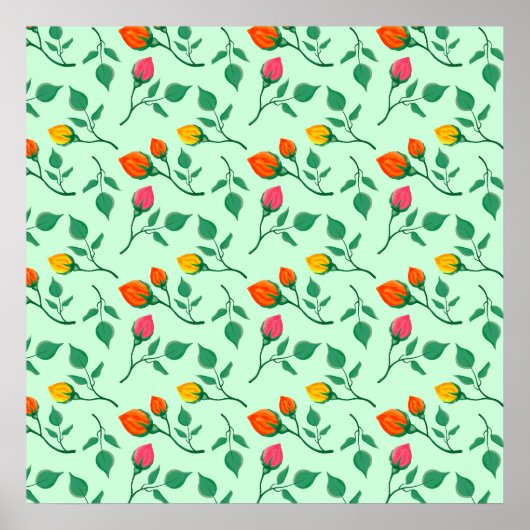 Blumenmuster mit farbigen Blume der Rose Poster (Vorne)