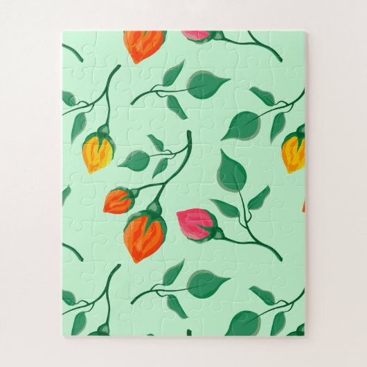 Blumenmuster mit farbigen Blume der Rose Puzzle (Vertikal)