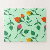 Blumenmuster mit farbigen Blume der Rose Puzzle (Horizontal)