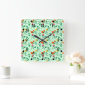 Blumenmuster mit farbigen Blume der Rose Quadratische Wanduhr (Zuhause)