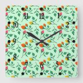 Blumenmuster mit farbigen Blume der Rose Quadratische Wanduhr (Vorderseite)