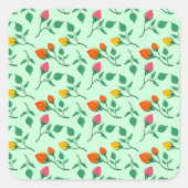 Blumenmuster mit farbigen Blume der Rose Quadratischer Aufkleber (Vorderseite)
