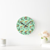 Blumenmuster mit farbigen Blume der Rose Runde Wanduhr (Zuhause)