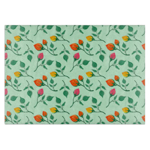 Blumenmuster mit farbigen Blume der Rose Schneidebrett