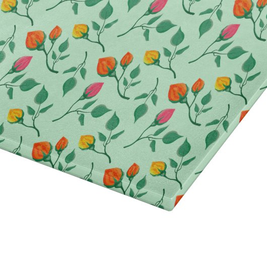 Blumenmuster mit farbigen Blume der Rose Schneidebrett (Ecke)