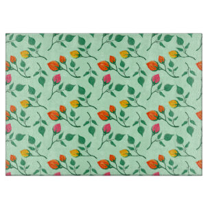 Blumenmuster mit farbigen Blume der Rose Schneidebrett