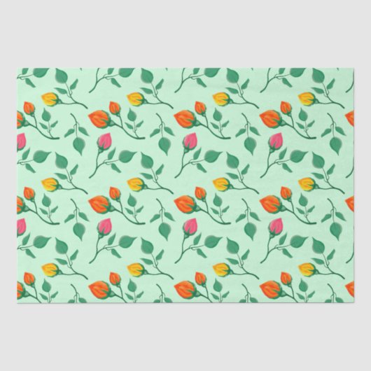 Blumenmuster mit farbigen Blume der Rose Seidenpapier (Vorderseite)