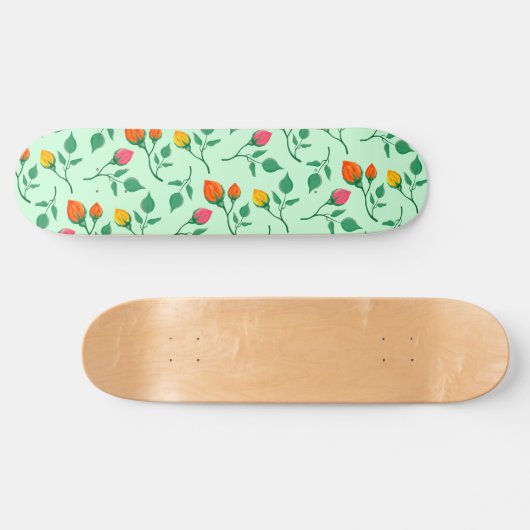 Blumenmuster mit farbigen Blume der Rose Skateboard (Horizontal)