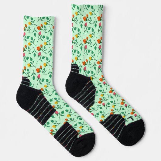 Blumenmuster mit farbigen Blume der Rose Socken (Rechts)