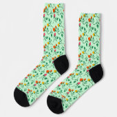 Blumenmuster mit farbigen Blume der Rose Socken (Linkes Detail)