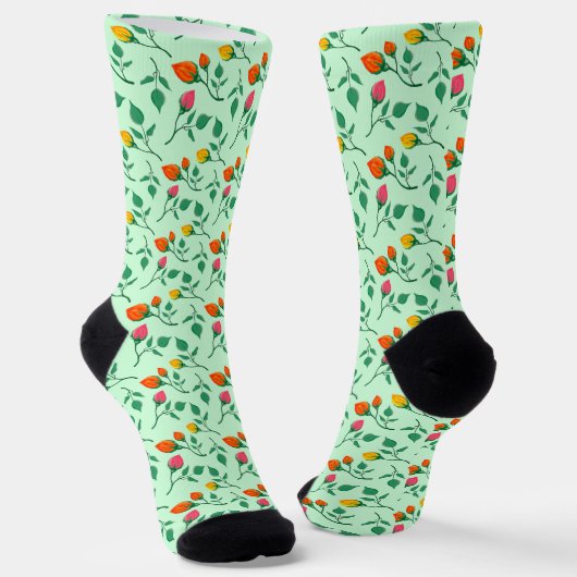 Blumenmuster mit farbigen Blume der Rose Socken (Gewinkelt)