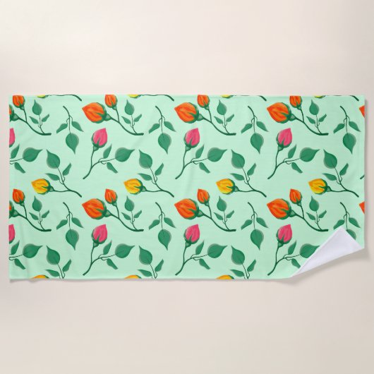 Blumenmuster mit farbigen Blume der Rose Strandtuch (Vorderseite)
