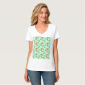 Blumenmuster mit farbigen Blume der Rose T - Shirt (Vorderseite Vollansicht)