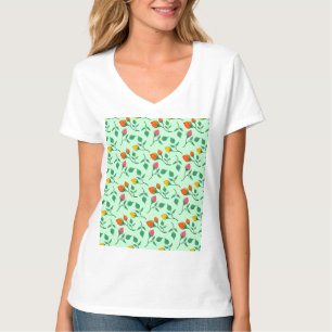 Blumenmuster mit farbigen Blume der Rose T - Shirt