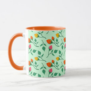 Blumenmuster mit farbigen Blume der Rose Tasse