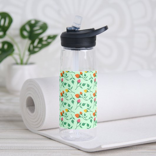 Blumenmuster mit farbigen Blume der Rose Trinkflasche (Yoga)