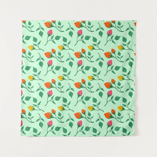 Blumenmuster mit farbigen Blume der Rose Wandteppich (Vorderseite (Horizontal))