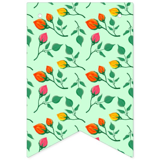 Blumenmuster mit farbigen Blume der Rose Wimpelkette (Dritte Fahne)