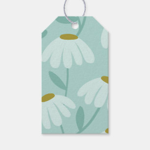 Blumenmuster mit Gänseblümchen in Blaugrün und Oli Geschenkanhänger