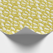 Blumenmuster mit Gänseblümchen in Oliv und Senfgra Geschenkpapier (Ecke)