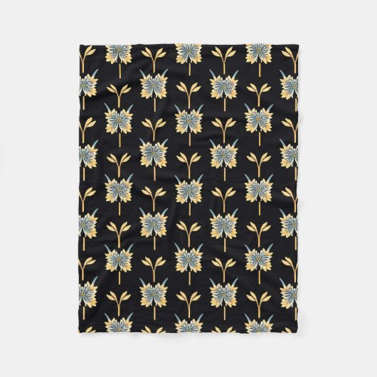 Blumenmuster mit gelben Blumen Fleecedecke (Vorderseite)