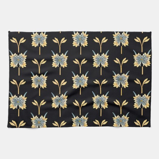 Blumenmuster mit gelben Blumen Geschirrtuch (Horizontal)