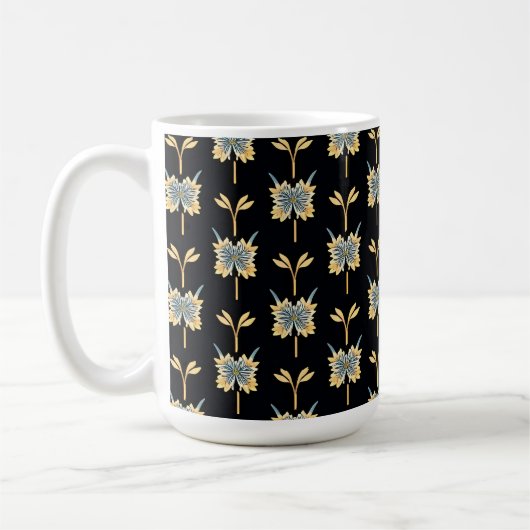 Blumenmuster mit gelben Blumen Kaffeetasse (Links)