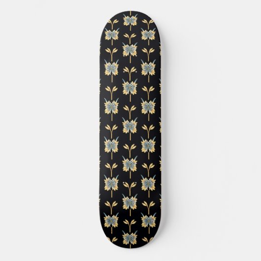 Blumenmuster mit gelben Blumen Skateboard (Vorderseite)