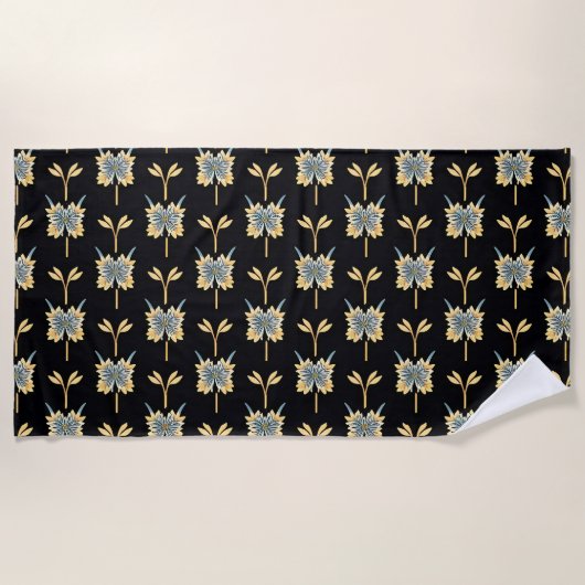 Blumenmuster mit gelben Blumen Strandtuch (Vorderseite)