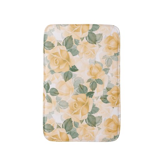 Blumenmuster mit gelben Rosen Badematte (Vorderseite Vertikal)