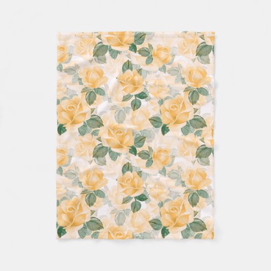 Blumenmuster mit gelben Rosen Fleecedecke (Vorderseite)
