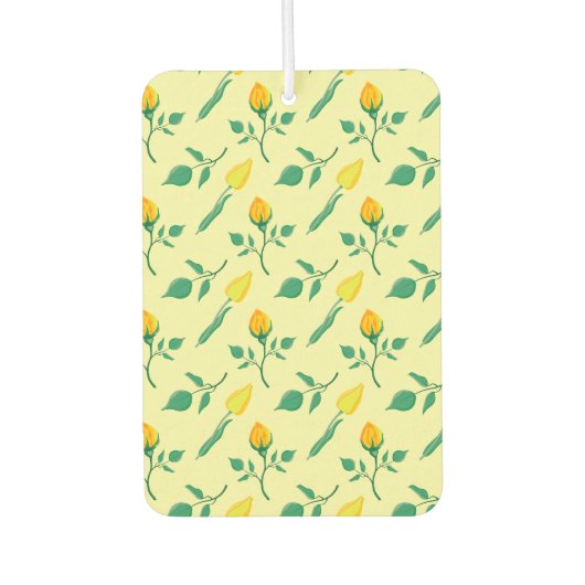 Blumenmuster mit gelben Rosen-und Tulpenfarben-Blu Autolufterfrischer (Vorderseite)
