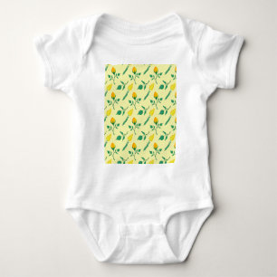 Blumenmuster mit gelben Rosen-und Tulpenfarben-Blu Baby Strampler