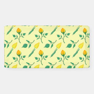 Blumenmuster mit gelben Rosen-und Tulpenfarben-Blu Banner