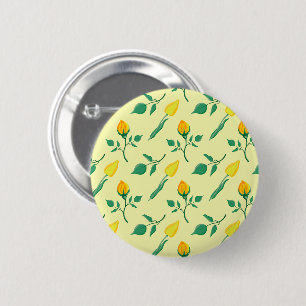 Blumenmuster mit gelben Rosen-und Tulpenfarben-Blu Button