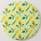 Blumenmuster mit gelben Rosen-und Tulpenfarben-Blu Button (Vorderseite)